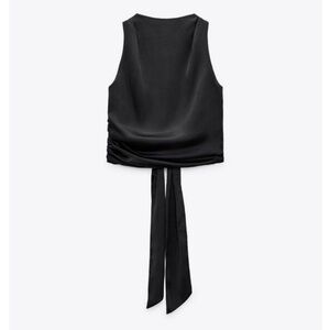 Zara Satin Black Sleeveless Top